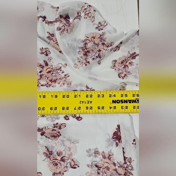 ModCloth Button Up Blouse Sheer White Pink Floral Button Front Sz 1X Chiffon B12 - Picture 5 of 6